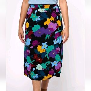 Any Body Colorful Floral Midi Skirt NWT-  Sizes 1X & 2X